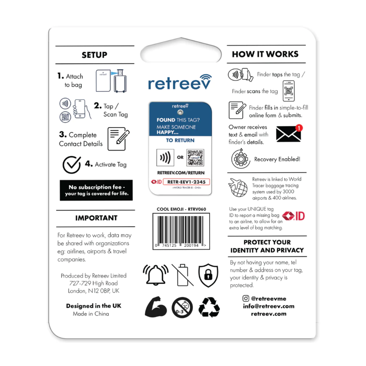 RETREEV SHADES EMOJI LUGGAGE SMART TAG - Image 4