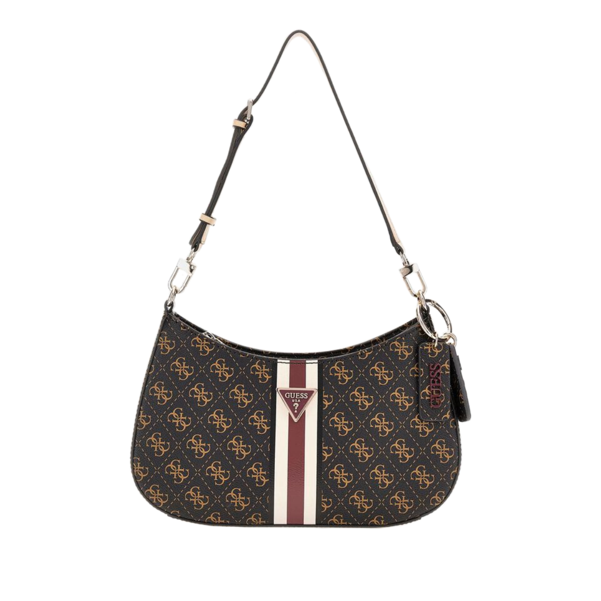 GUESS NOELLE STRIPES TOP ZIP SHOULDER BAG