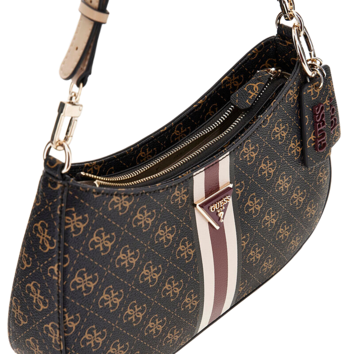 GUESS NOELLE STRIPES TOP ZIP SHOULDER BAG - Image 3